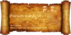 Parsch Karád névjegykártya